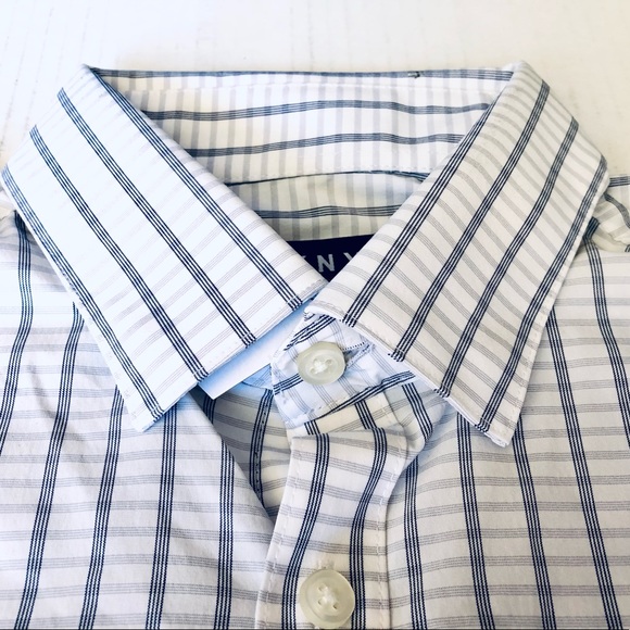 DKNY Men’s Pearl Blue and White Plaid Long Sleeve Dress Shirt, 15- 32/33 - Picture 3 of 4